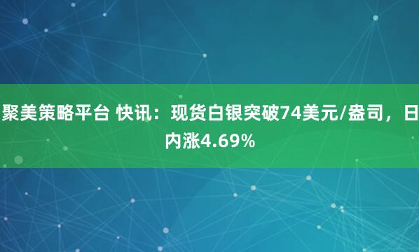 聚美策略平台 快讯：现货白银突破74美元/盎司，日内涨4.69%